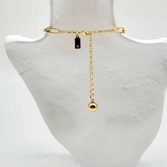 Kate Spade Chunky Gold Rolo Link Statement Necklace with Pink Enameling - Picture 6 of 10